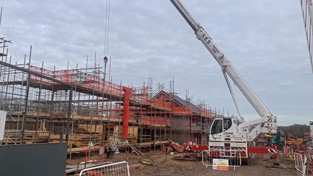 Our 40t crane doing some local lifts today #crane #cranehire #lifting #liebherr #building